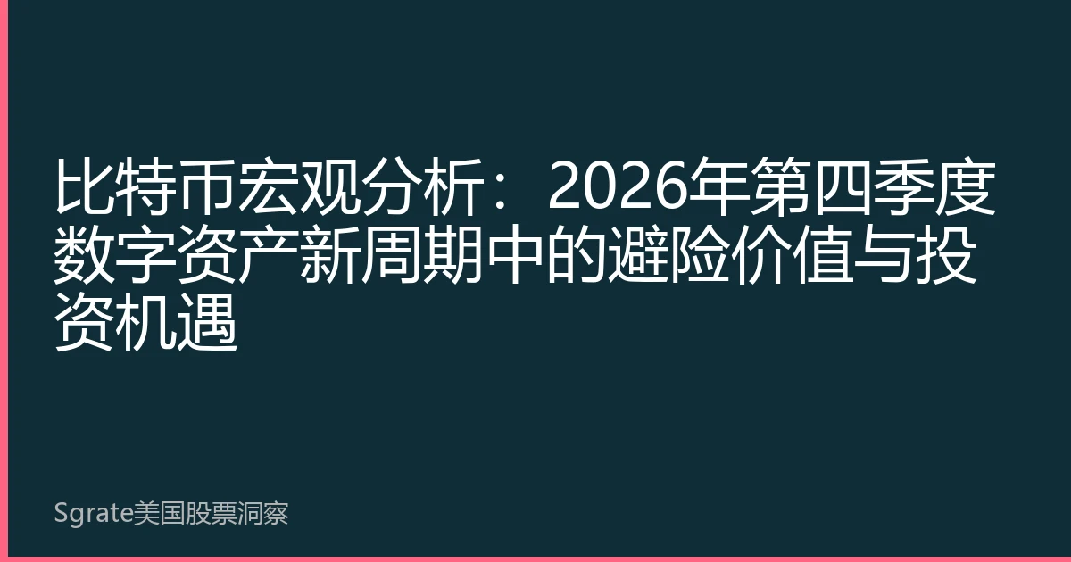 比特币宏观分析：2026年第四季度数字资产新周期中的避险价值与投资机遇